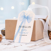 Bow Baby shower cadeau label, Blauw Dank u Cadeaulabel