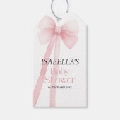 Bow Baby shower cadeau label, Roze Dank u Cadeaulabel (Voorkant)