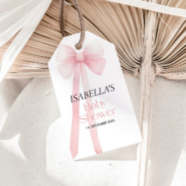 Bow Baby shower cadeau label, Roze Dank u Cadeaulabel