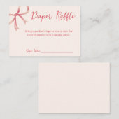 Bow Baby shower Diaper Raffle Card Notitiekaartje (Voorkant / Achterkant)
