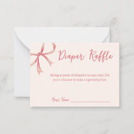 Bow Baby shower Diaper Raffle Card Notitiekaartje