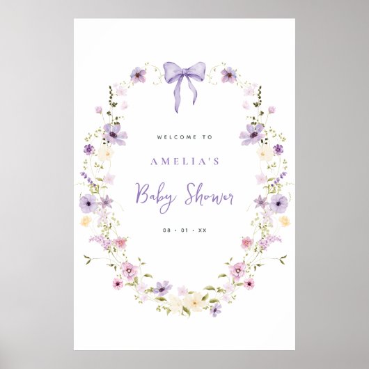 Bow Baby Shower Download Welcome Sign Poster (Voorkant)