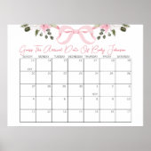 Bow Baby shower Guess de leverdatum Kalender Poster (Voorkant)