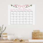 Bow Baby shower Guess de leverdatum Kalender Poster (Keuken)