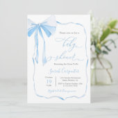 Bow Baby shower Jongensuitnodiging Kaart (Staand voorkant)