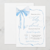 Bow Baby shower Jongensuitnodiging Kaart (Voorkant / Achterkant)