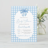 Bow Baby shower Jongensuitnodiging met boog Kaart (Staand voorkant)