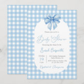 Bow Baby shower Jongensuitnodiging met boog Kaart (Voorkant / Achterkant)