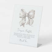 Bow Baby shower Luier Raffle Enclosure Kaart Reclamebord Met Voetstuk (Voorkant)