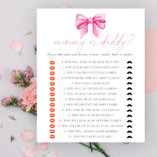 Bow baby shower Mama of papa baby shower spel