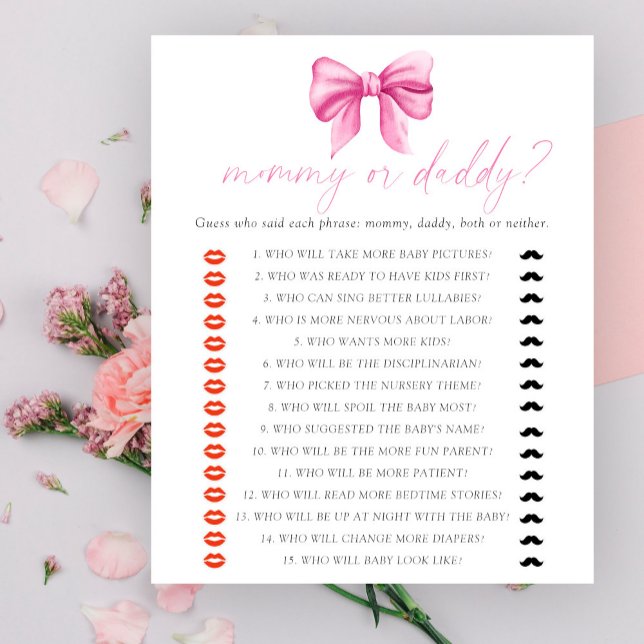 Bow baby shower Mama of papa baby shower spel (Creator heeft geüpload)