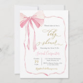 Bow Baby shower Meisje Kaart (Voorkant)