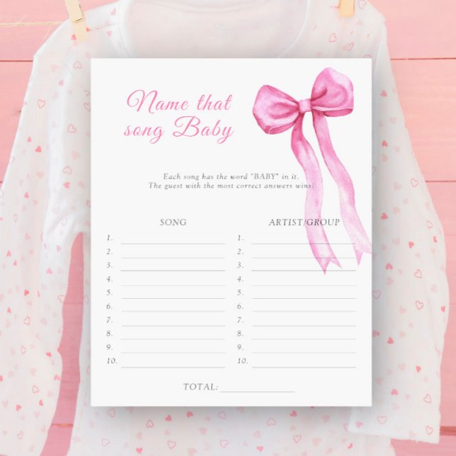 Bow baby shower Naam dat nummer baby spel (Creator heeft geüpload)