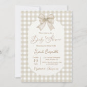 Bow Baby shower Neutrale uitnodiging met boog (Voorkant)