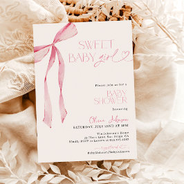Bow Baby shower, Roze Meisje Baby shower Kaart