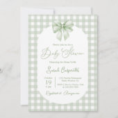 Bow Baby Shower Sage Green invitation with bow Kaart (Voorkant)