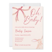 Bow Baby shower Uitnodiging