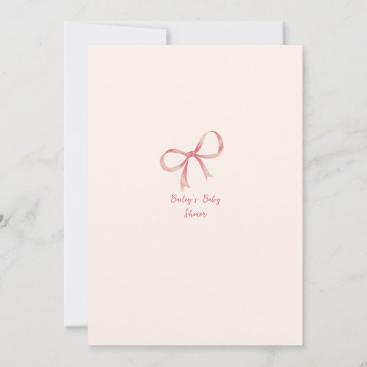 Bow Baby shower Uitnodiging (Achterkant)