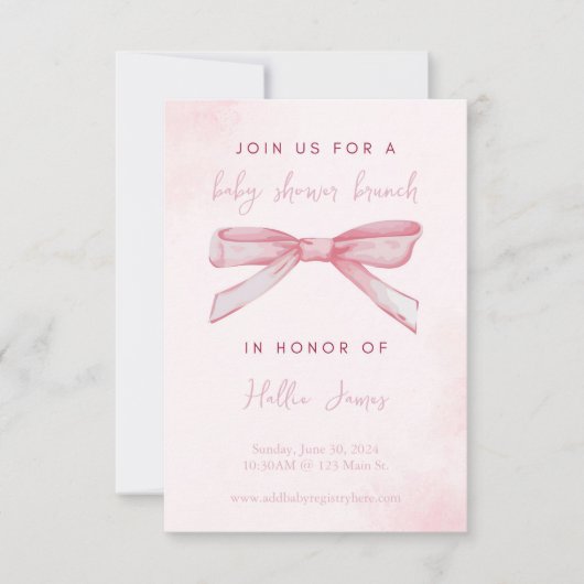 Bow baby shower-uitnodiging kaart (Voorkant)
