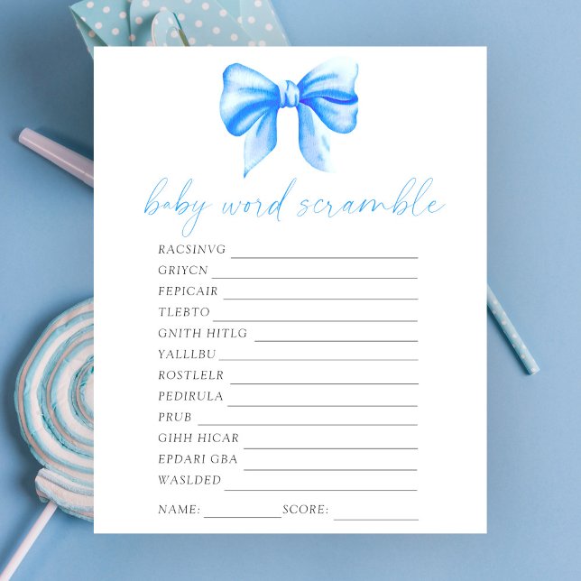 Bow baby shower Word scramble baby shower spel (Creator heeft geüpload)