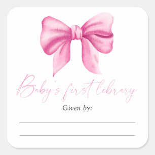 Bow - Baby showers boekenplank, boeken voor baby Vierkante Sticker