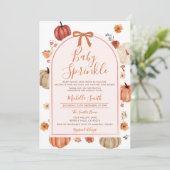 Bow Baby Sprinkle Pumpkin Herfst Herfst Baby showe Kaart (Staand voorkant)