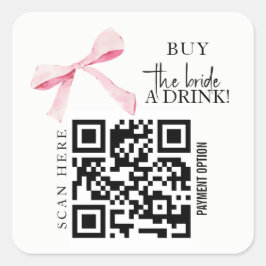 Bow Bachelorette Koop Bruid drink QR-code Vierkante Sticker
