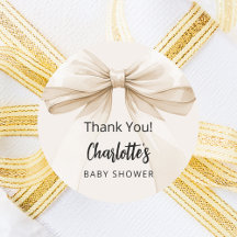 Bow beige crème dank u Baby shower
