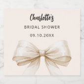 Bow beige crème elegant Vrijgezellenfeest Sparkling Wijnetiket (Enkel label)