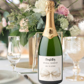 Bow beige crème elegant Vrijgezellenfeest Sparkling Wijnetiket
