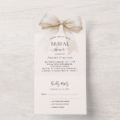 Bow beige crème Vrijgezellenfeest rsvp All In One Uitnodiging (Binnen)