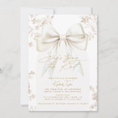 Bow Beige Toile Ze bindt het knoop Vrijgezellenfee Kaart (Voorkant)