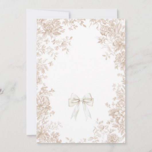Bow Beige Toile Ze bindt het knoop Vrijgezellenfee Kaart (Achterkant)