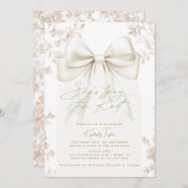 Bow Beige Toile Ze bindt het knoop Vrijgezellenfee Kaart (Voorkant / Achterkant)