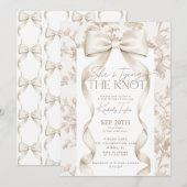 Bow Beige Toile Ze bindt het knoop Vrijgezellenfee Kaart (Voorkant / Achterkant)