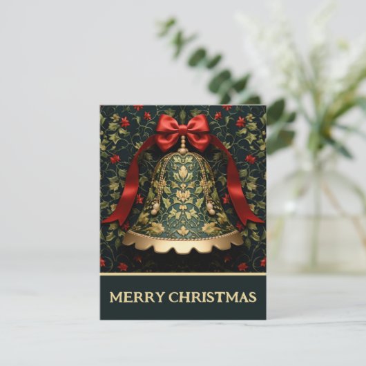 Bow Bell En Wijnstok - Kerstkaart (Staand voorkant)