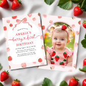 Bow Berry 1e eerste verjaardag foto Red Girl's Kaart