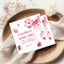Bow Berry Eerste Aardbei Verjaardag servetten