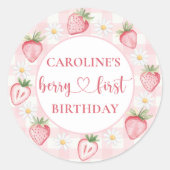 Bow Berry Eerste Aardbei Verjaardag Sticker (Voorkant)
