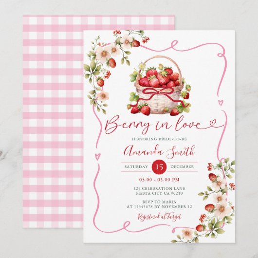 Bow Berry verliefd op aardbeien Vrijgezellenfeest  Kaart (Voorkant / Achterkant)