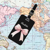 Bow black name script bagagelabel