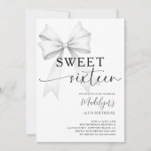 Bow Black White Modern Elegant Simple Sweet 16 Kaart (Voorkant)