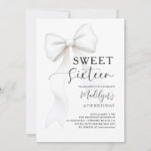 Bow Black White Modern Simple Elegant Sweet 16 Kaart (Voorkant)