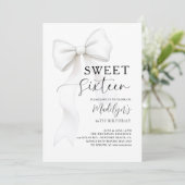 Bow Black White Modern Simple Elegant Sweet 16 Kaart (Staand voorkant)
