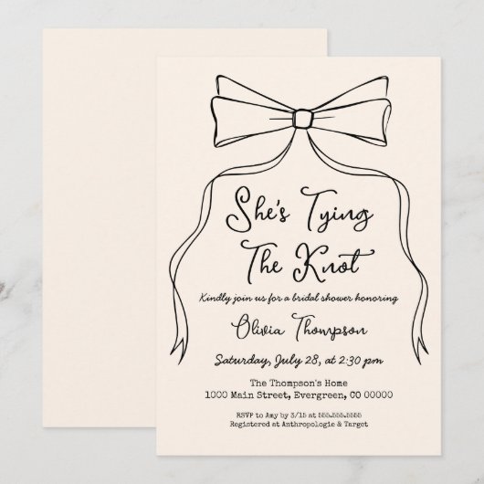 Bow Black Ze bindt het knoop Vrijgezellenfeest Kaart (Voorkant / Achterkant)