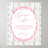  Bow Bloemen Meisje Baby shower Luier Raffle Poster (Voorkant)