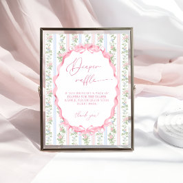  Bow Bloemen Meisje Baby shower Luier Raffle Poster