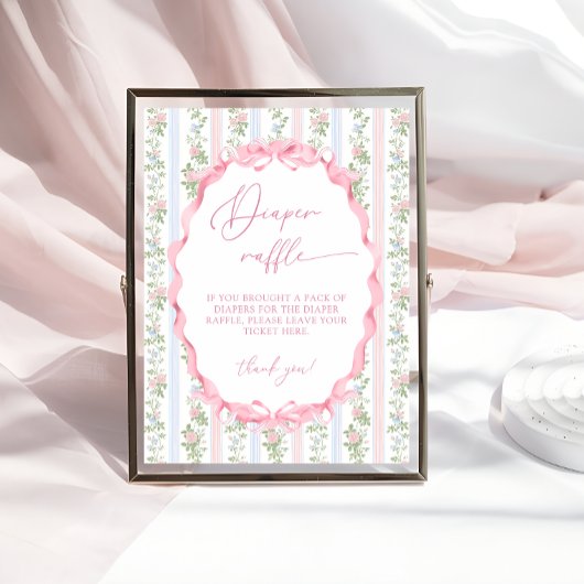  Bow Bloemen Meisje Baby shower Luier Raffle Poster