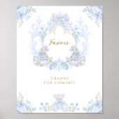 Bow Bloemen Teddy Bear Crest Boy Baby shower Favor Poster (Voorkant)