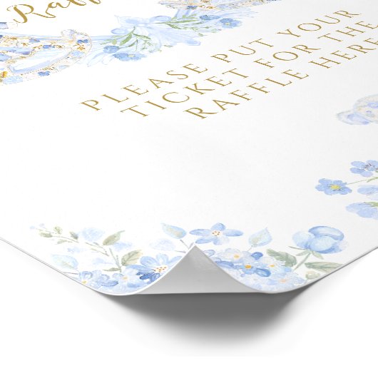 Bow Bloemen Teddybeer Crest Boy Baby shower Luier Poster (Hoek)